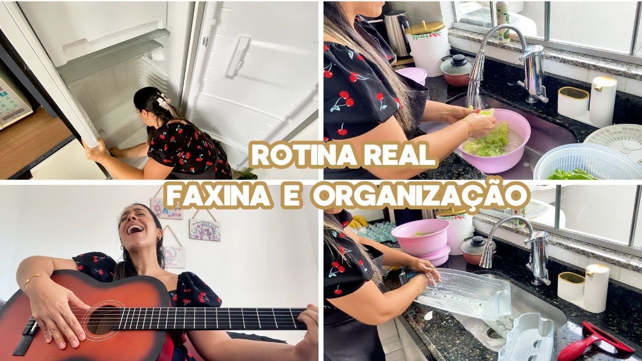 Minha rotina real de hoje: Organização, faxina na geladeira, aula de violão e lanche saudável 💛