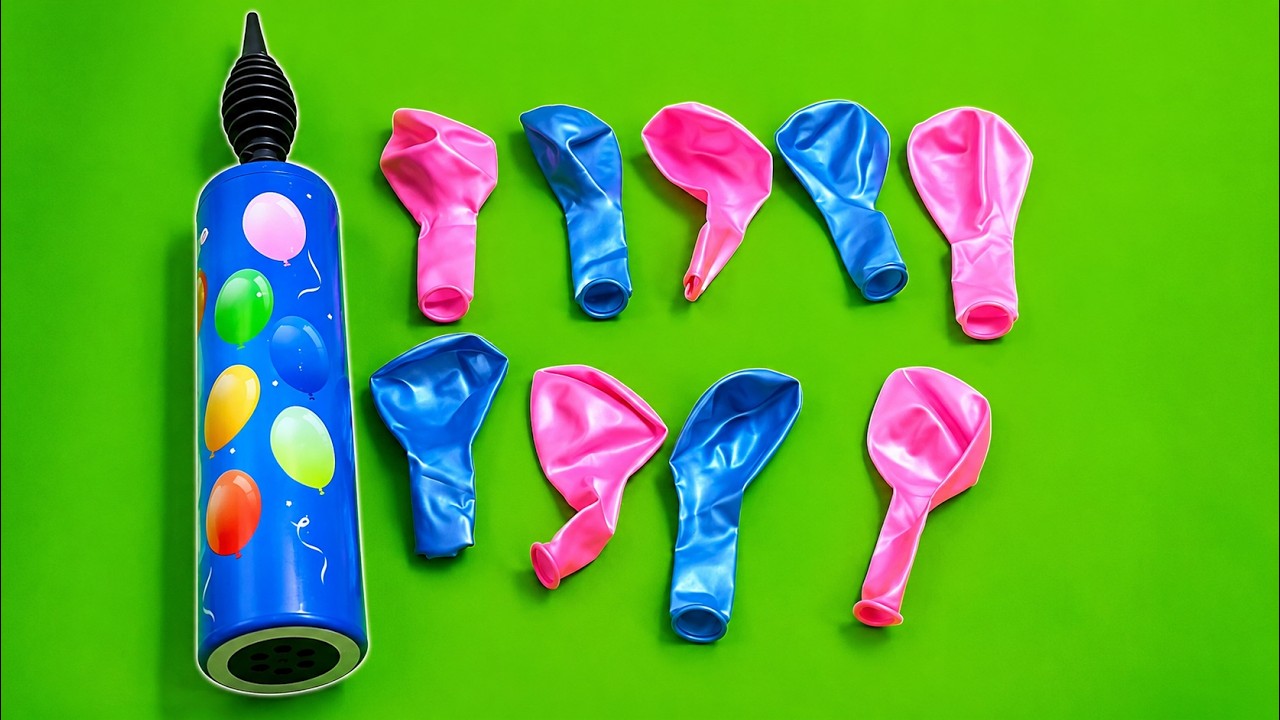 Pink & Blue Balloons Inflated With Pump | No Talking ASMR