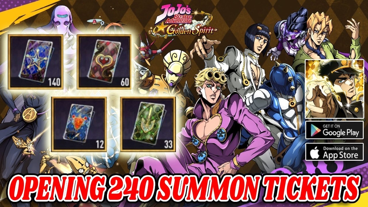 JoJo's Bizarre Adventure: GS - 240 Summon Tickets Opening | New JoJo Game Android iOS