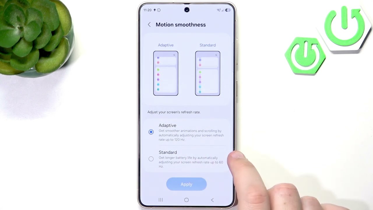 Как включить адаптивную частоту обновления 120 Гц на Galaxy S26