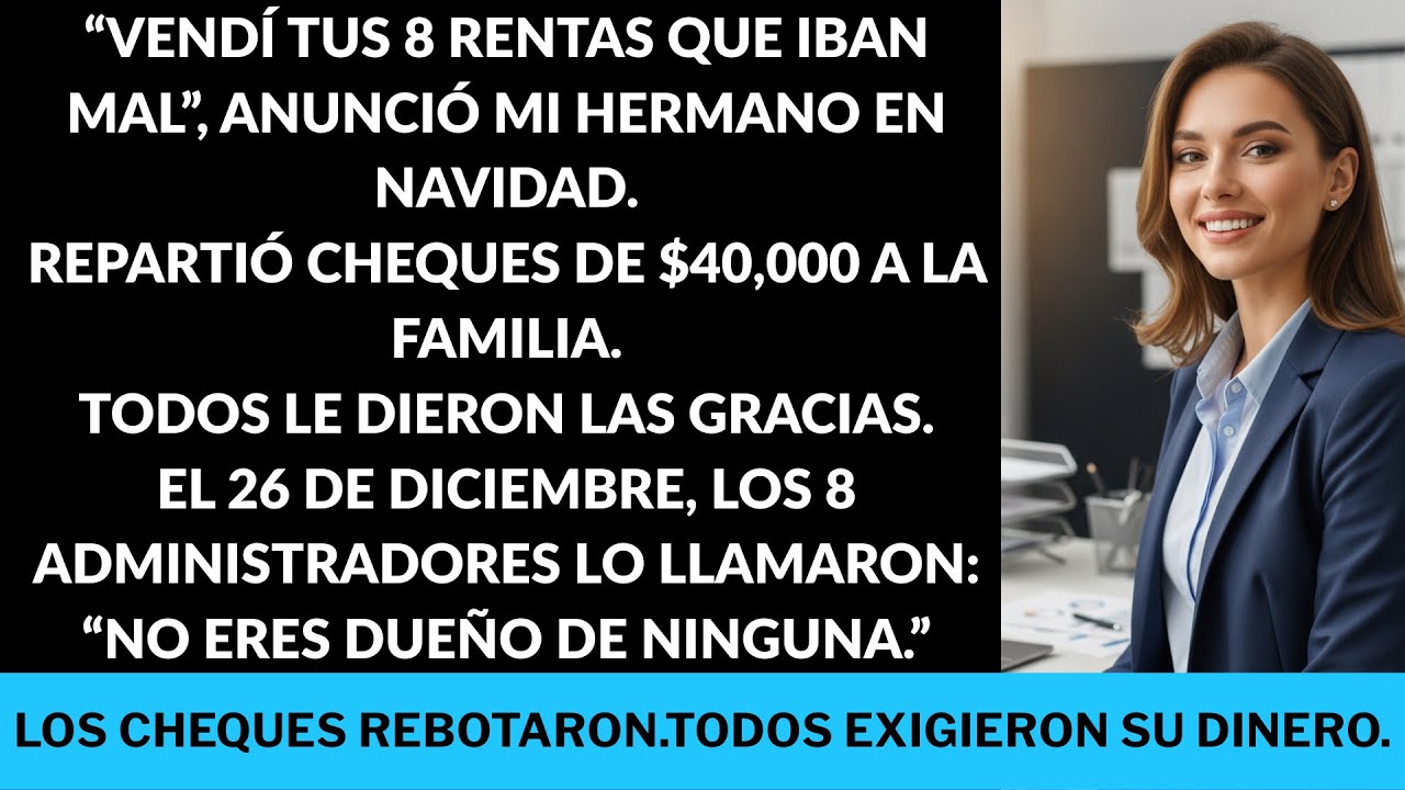 “En Navidad, mi hermano dijo que vendió mis rentas y luego los 8 administradores lo llamaron.”