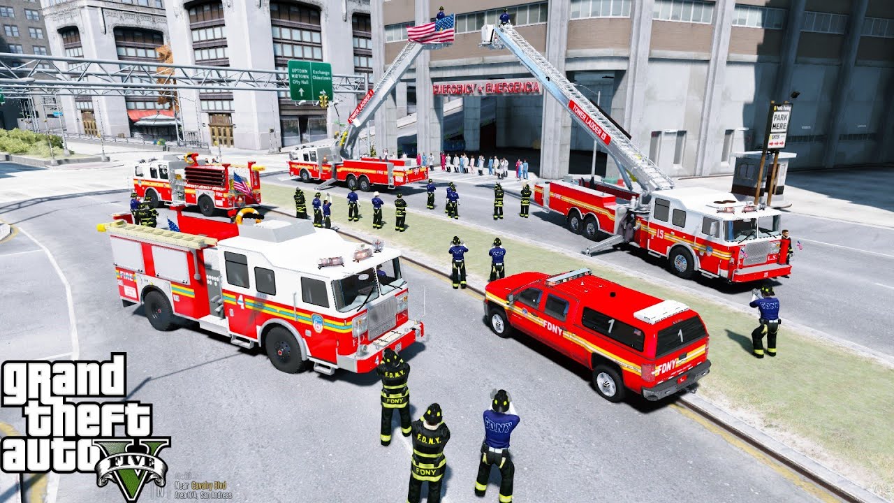 GTA 5 FDNY Firefighters Showing Love & Support By Applauding Doctors, Nurses & Hospital Workers