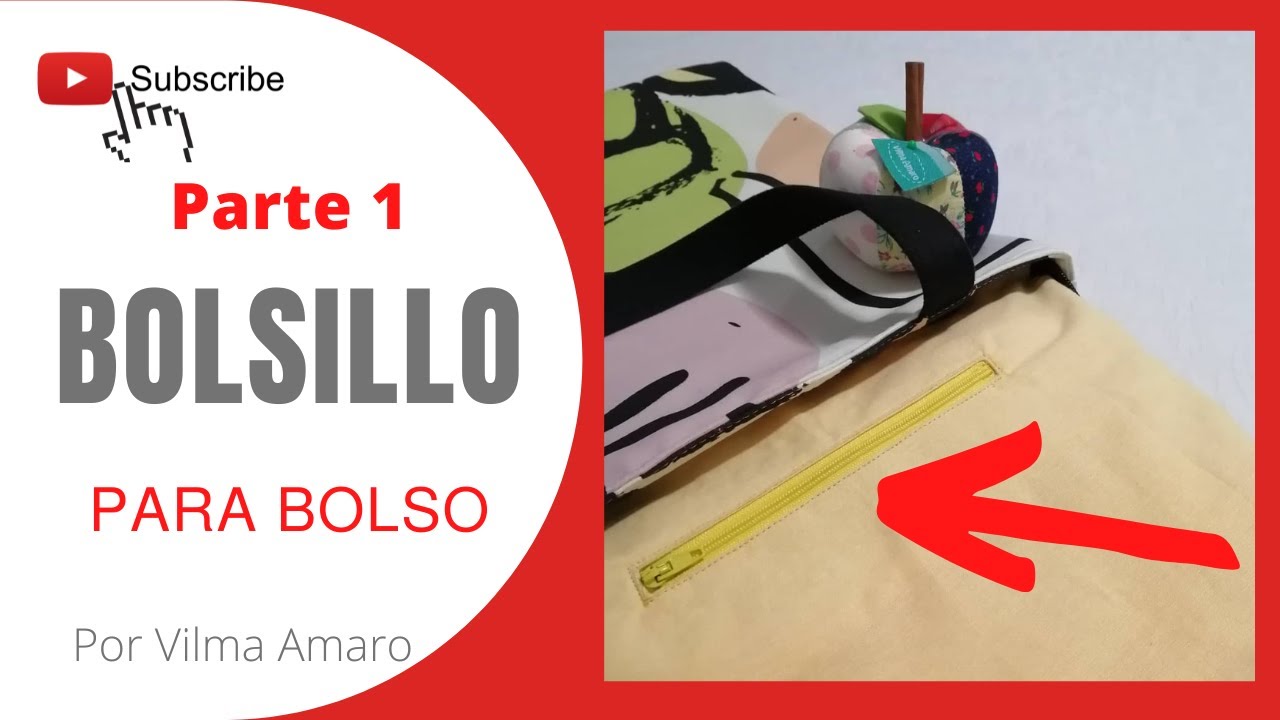 BOLSILLO con cremallera / cierre. Parte 1 de la Confección de un Bolso - DIY Sew Pocket in Tote Bag