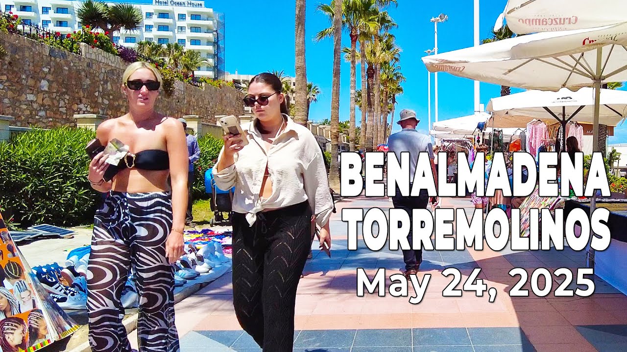 Benalmadena Torremolinos May 24, 2025 Promenade Walk Costa del Sol Malaga Spain [4K]