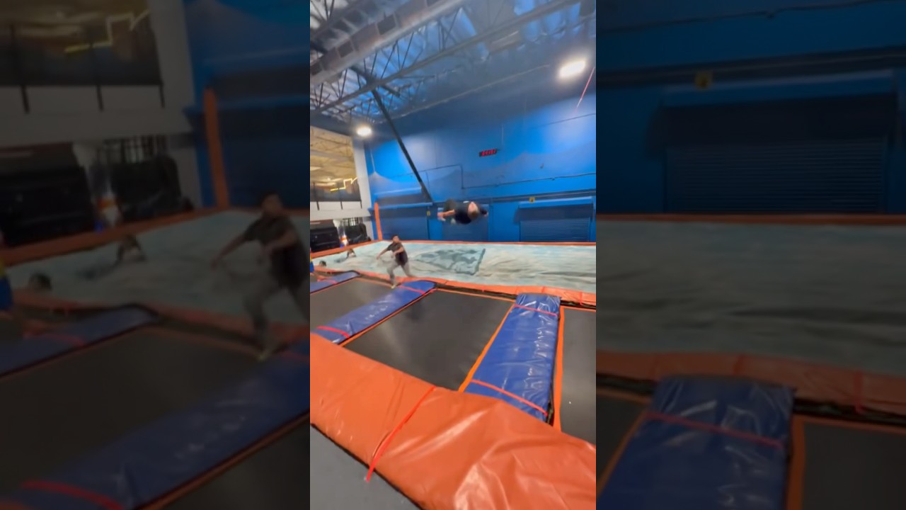 We did not think he could do that #flip #skyzone #viralshort #fyp #blowup