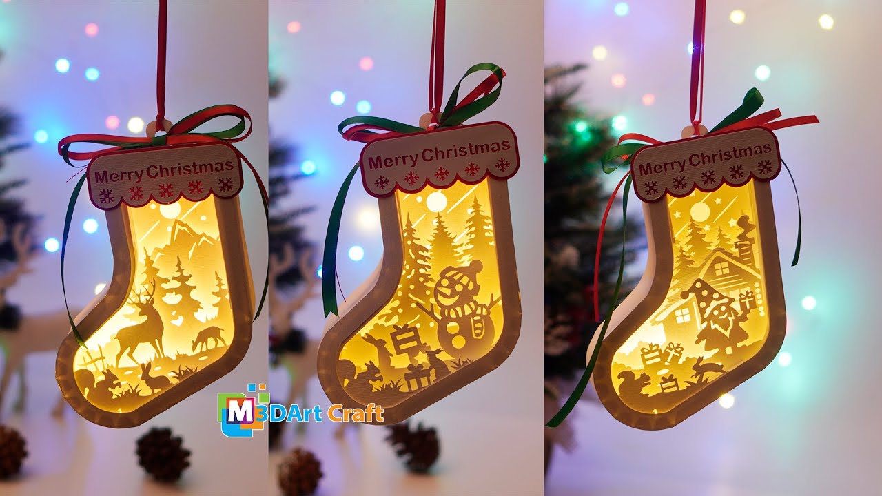 How to make Christmas Lantern Hanging Socks - Hanging lantern, Christmas Ornaments SVG PDF Template