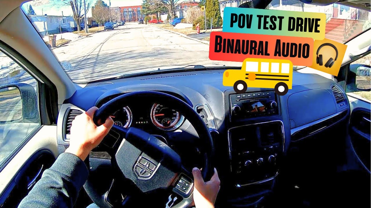 School transportation Dodge Grand-Caravan POV Drive (Binaural 3D Audio)