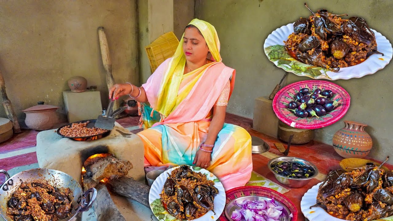 हमारे गाँव की खास बैंगन कलौंजी की सब्जी 🪔 | Desi Village Baingan Kalonji Recipe