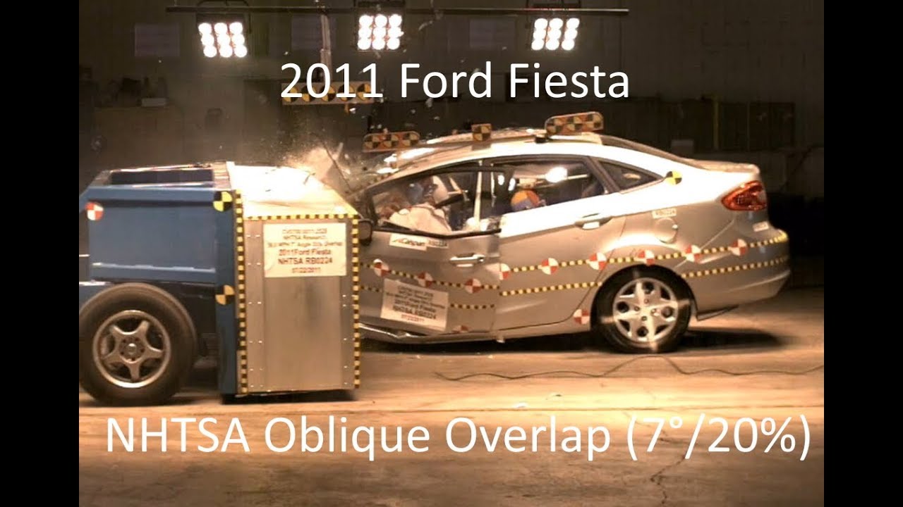 2011-2019 Ford Fiesta NHTSA Oblique Overlap Crash Test (7 Degree / 20% Overlap)