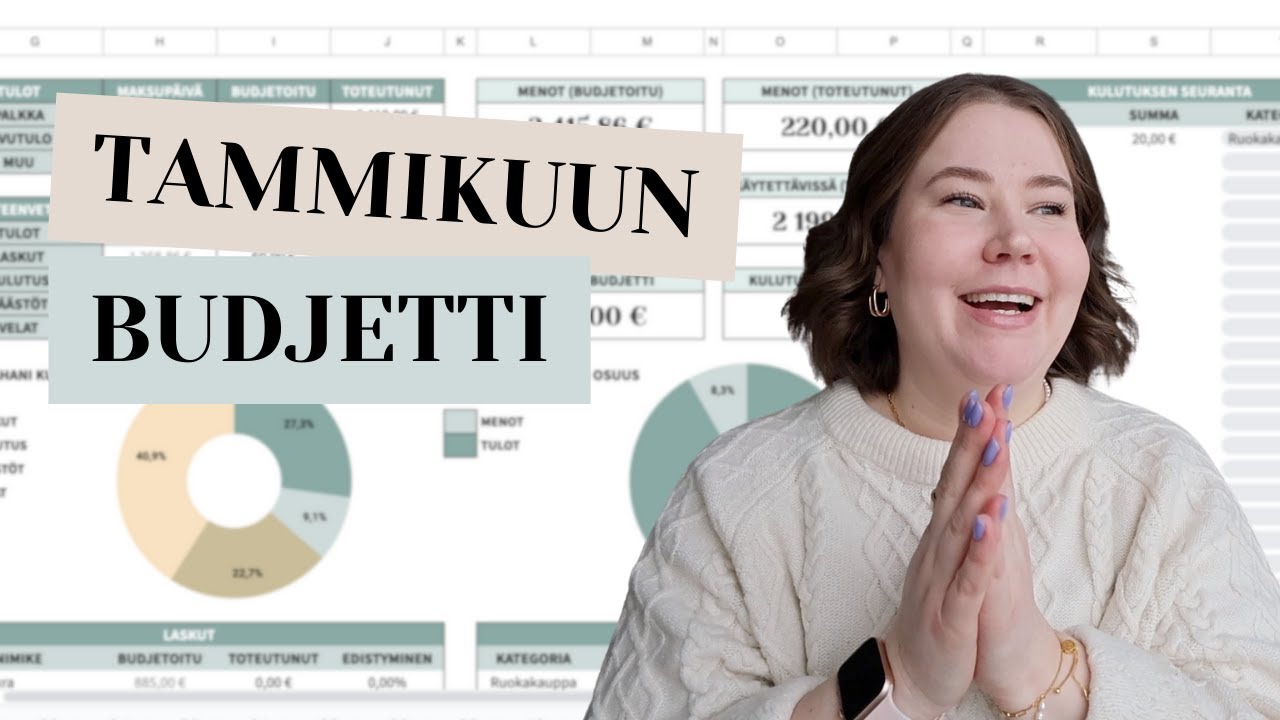Tammikuu 2024 budjetti 📈 kuukauden tulot, menot ja tavoitteet