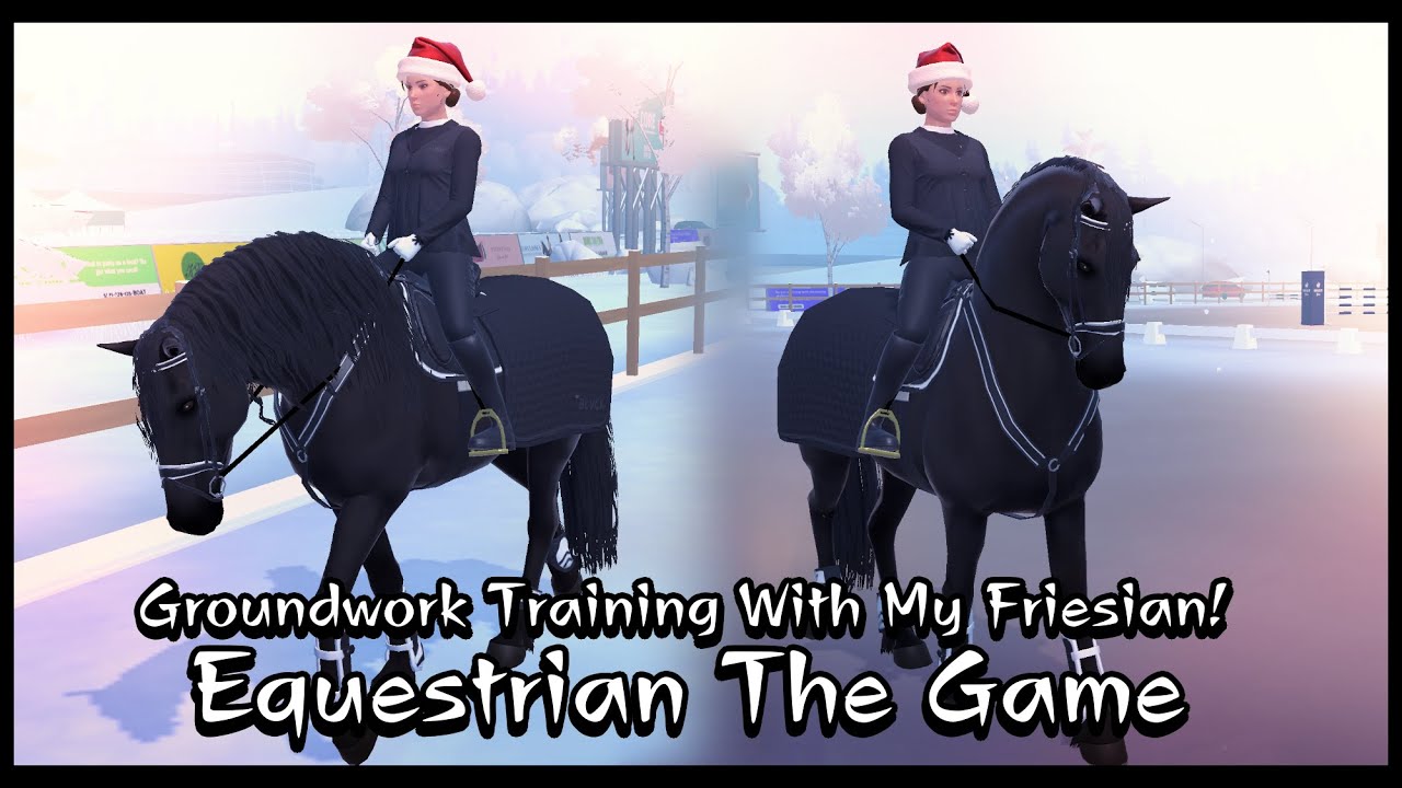[Equestrian The Game] Ground Work Training With My Pure Black Friesian & My Third Account! [ETG]
