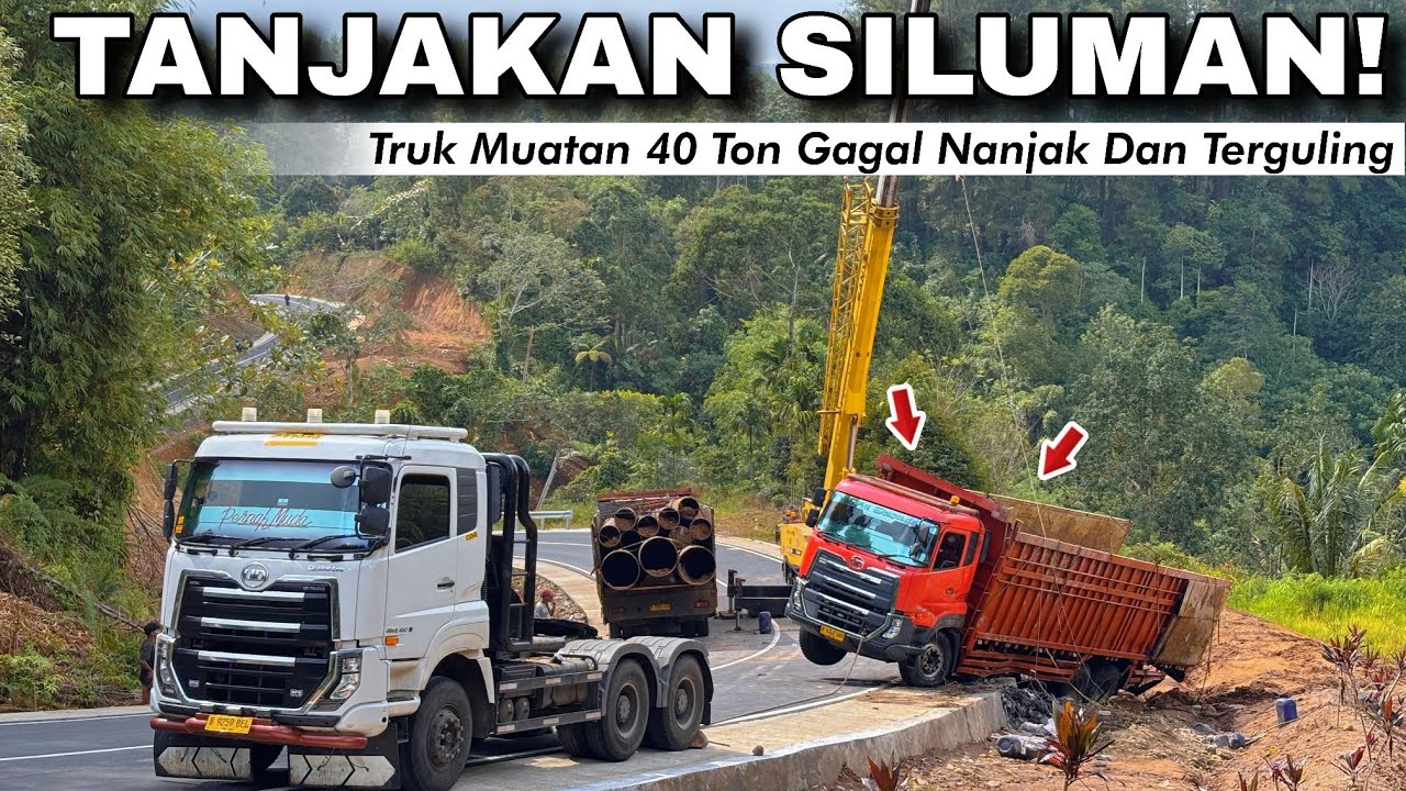 MIMPI BURUK TRUK JAKARTA‼️BAWA MUATAN 40 TON GAGAL NANJAK DAN TERGULING