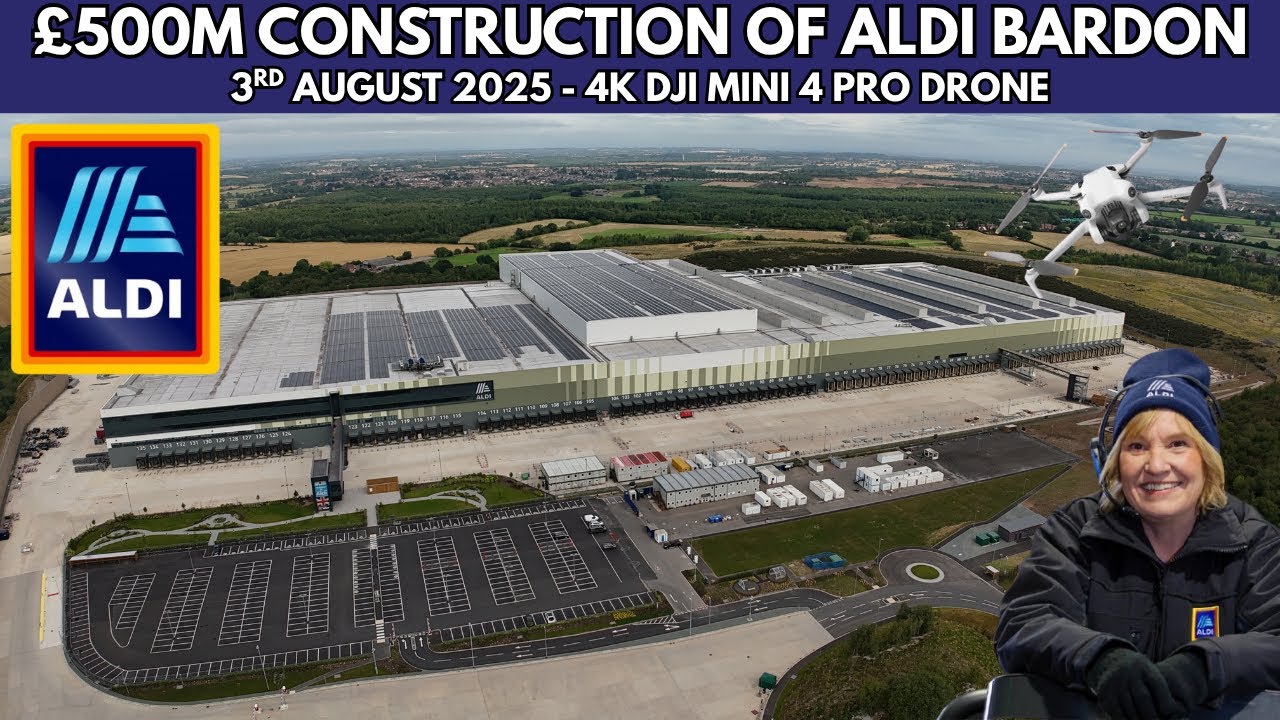 £500M CONSTRUCTION OF ALDI BARDON DISTRIBUTION CENTRE - 3RD AUGUST 2025 - 4K DJI MINI 4 PRO DRONE