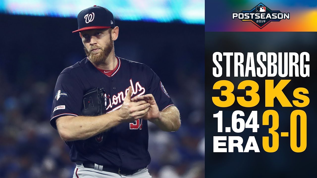 Nationals' Stephen Strasburg's INSANE 2019 Postseason (3-0, 33 Ks 1.64 ERA)