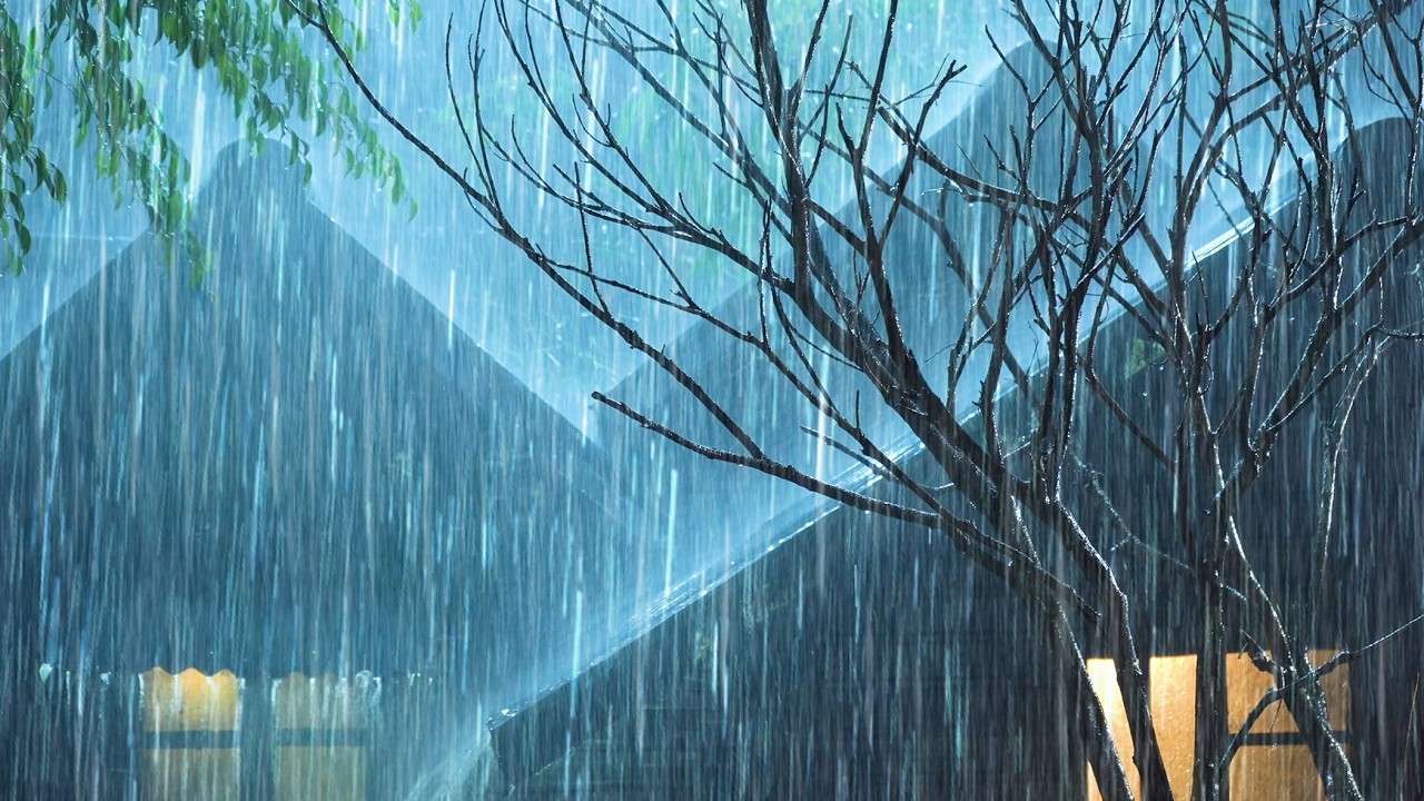 Listen & Sleep Immediately with Heavy Downpour Rain & Massive Thunder Sounds in Magical Night