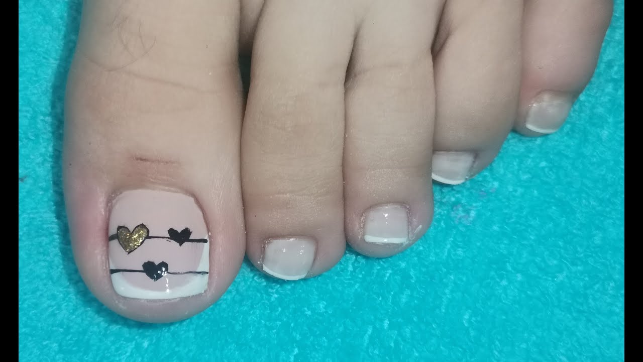 DISEÑO DE UÑAS PARA PIES CORAZONES SENCILLOS Y FACIL DE HACER - NLC