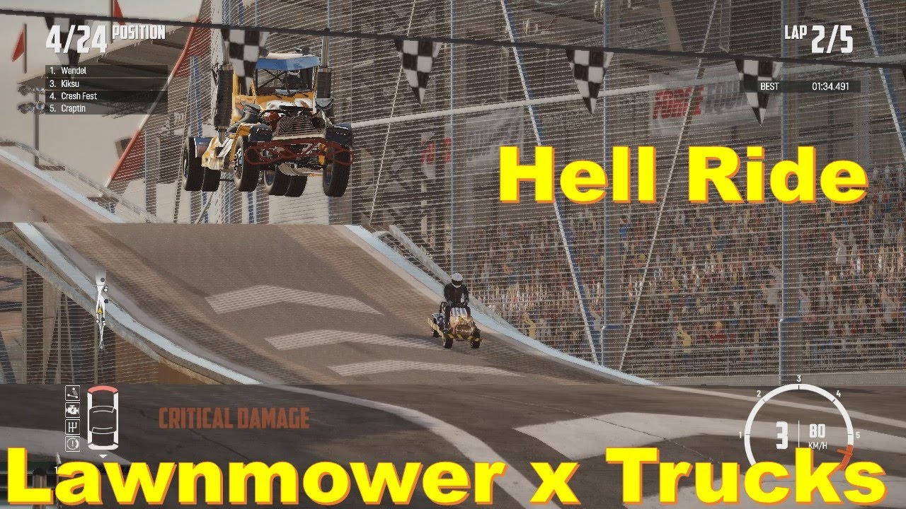 Lawnmower x 23 crazy trucks @ Hell Ride (Wreckfest)