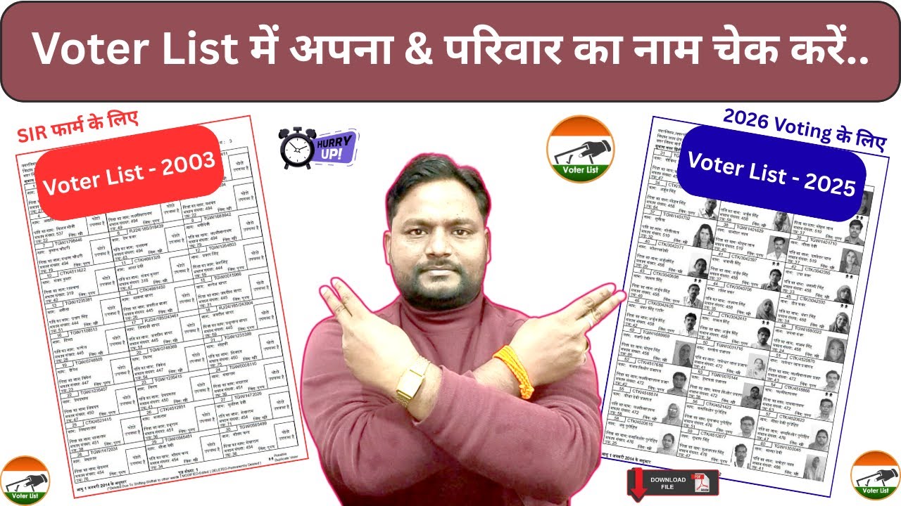 Voter List 2003 & 2025 Download Now | SIR Form और 2026 में वोट करने के लिए अपना व परिवार का नाम देखे