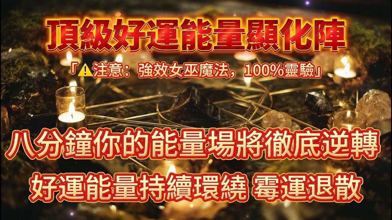 強效女巫魔法，頂級好運能量陣（⚠️注意：魔法能量 100%靈驗）八分鐘後你的能量場將徹底逆轉，好運能量持續環繞 霉運退散｜吸引力法則，冥想音樂，能量音樂，顯化，正念冥想，能量Sub