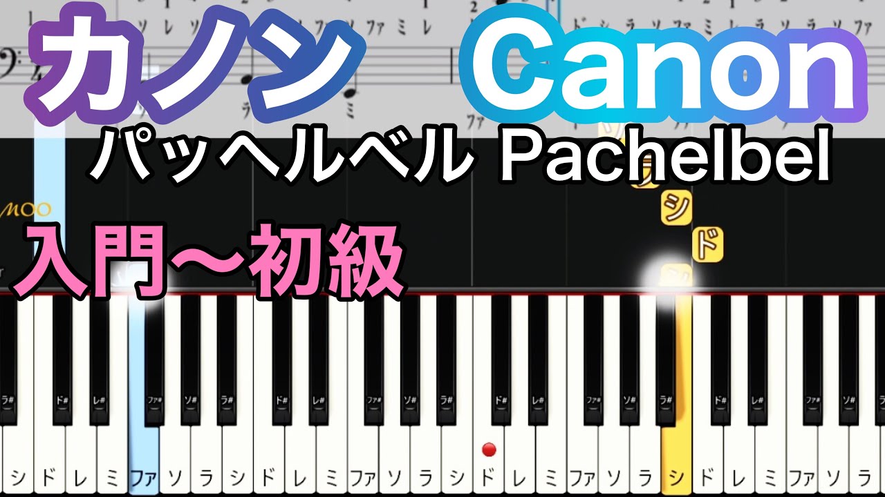 【カノン】パッヘルベル(簡単ピアノ）ゆっくり/ドレミつき/初心者向け・入門チュートリアル【Piano Synthesia】