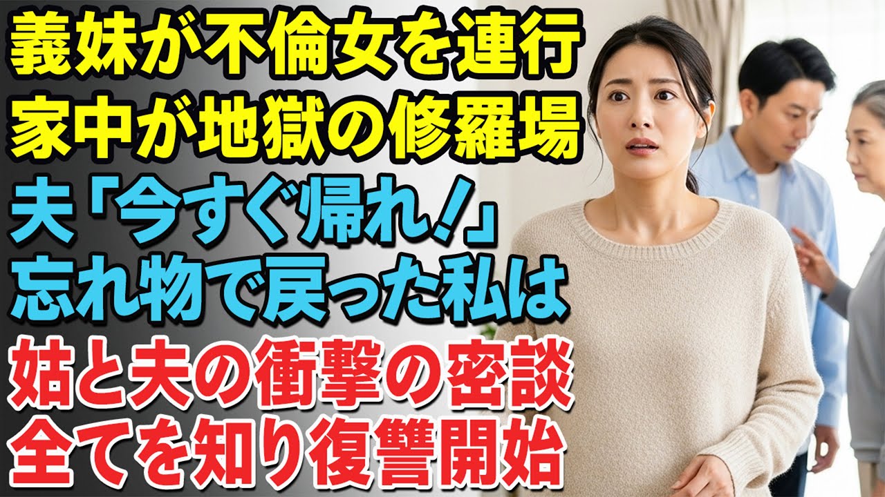 義妹が不倫女を家に連れて来て家中が大混乱し夫は慌てて私に子どもを連れて実家へ帰れと言ったが途中で忘れ物を取りに戻った私が聞いてしまった姑と夫の衝撃の会話