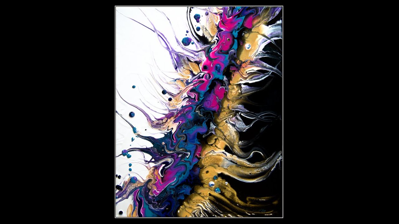#7798 Space Caterpillar Fluid Acrylics 2.20.21 art therapy intuitive art