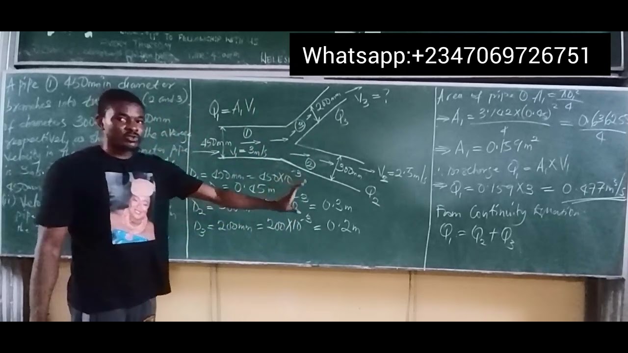 How to Calculate Discharge and Velocity of Flow through a Branched Pipe~Fluid Mechanics