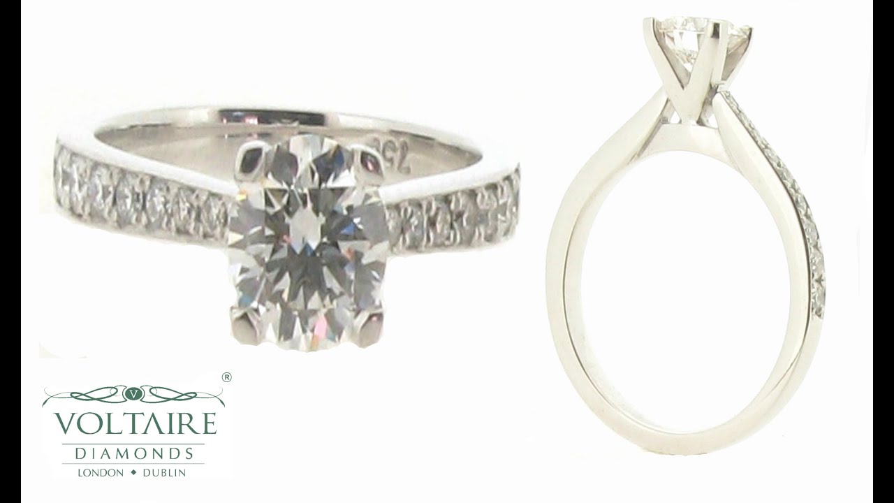 Round Brilliant Solitaire 4 Claw Ring with Pave Diamond Shouldersn ER 1984