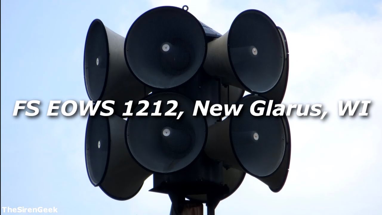 FS EOWS 1212 Tornado Siren Test - Hi-Lo, Alternate Wail, Alert, Wail - New Glarus (Green Co.), WI