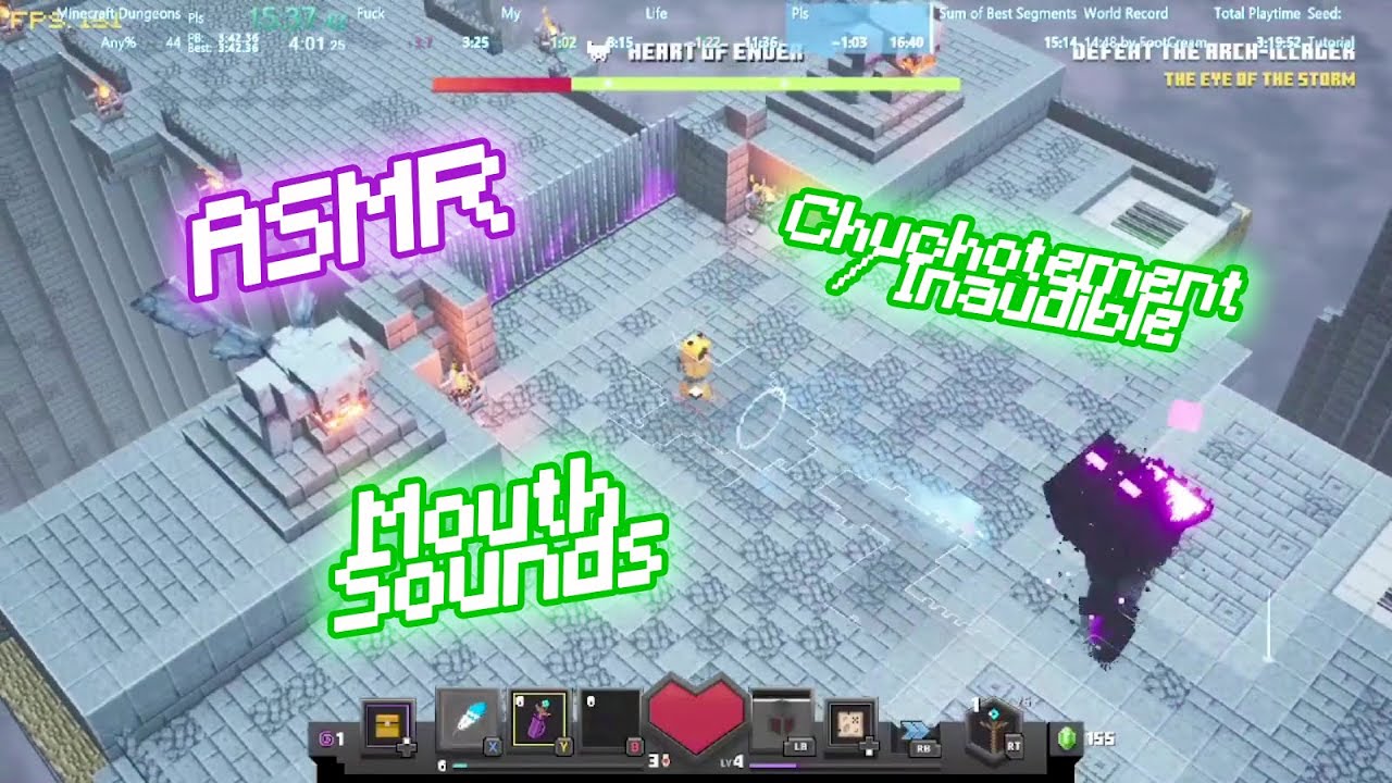 ASMR Speedrun Minecraft Dungeons Chuchotement Inaudible et Bruit de bouche