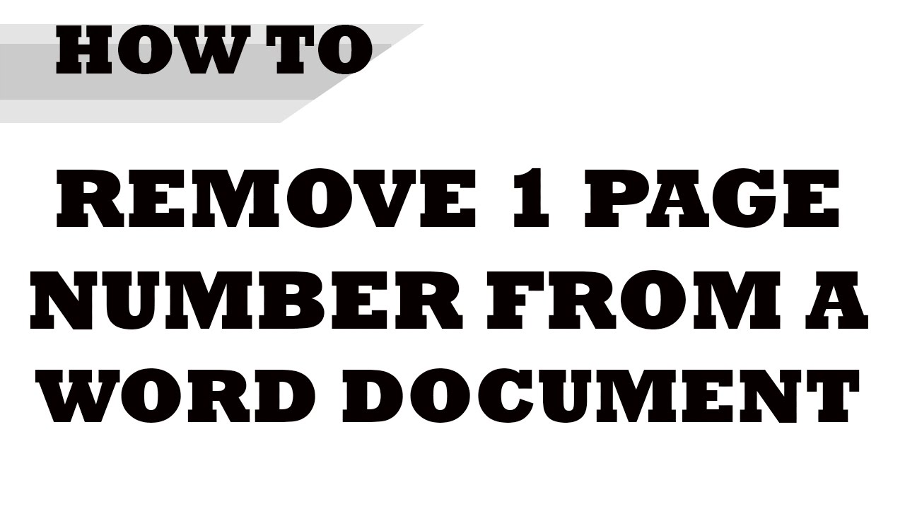 How to remove specific page numbers in word