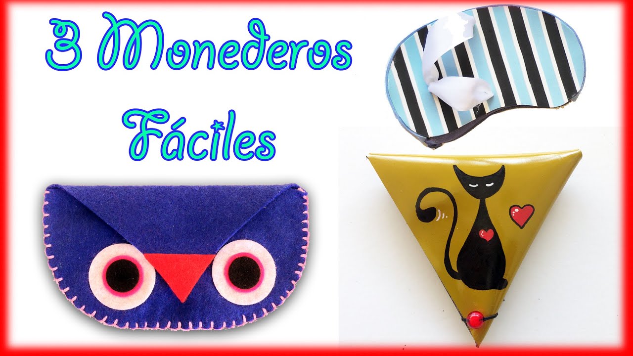 3 Monederos FACILES de hacer - Manualidades Para Todos