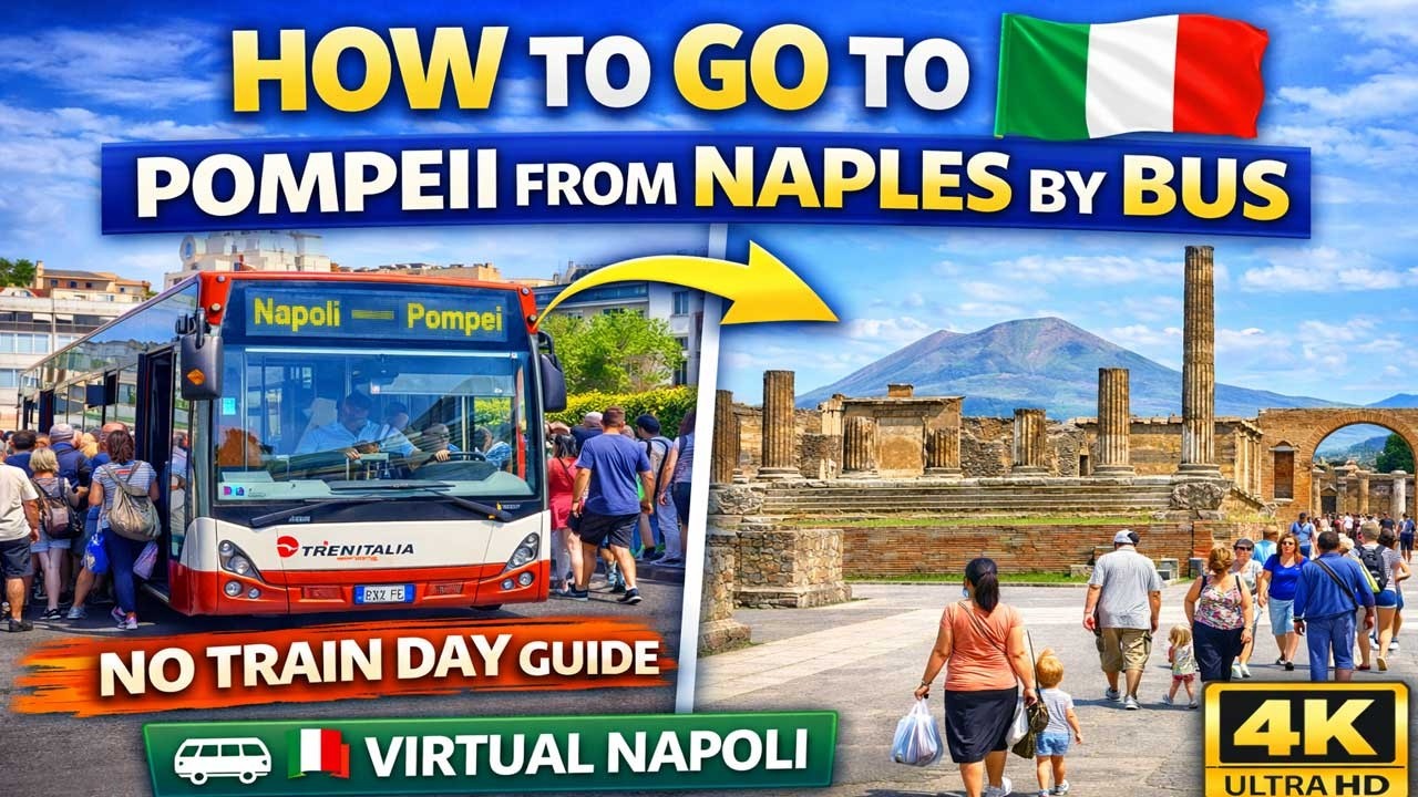 How to Go to Pompeii Archaeological Park from Naples by Bus 🇮🇹  No Train Day Travel Guide : Part 01