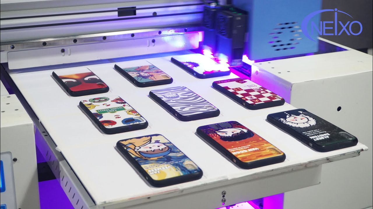 UV DTF printing machine print on cell phone with emboss varnish effect full color phone case printer
