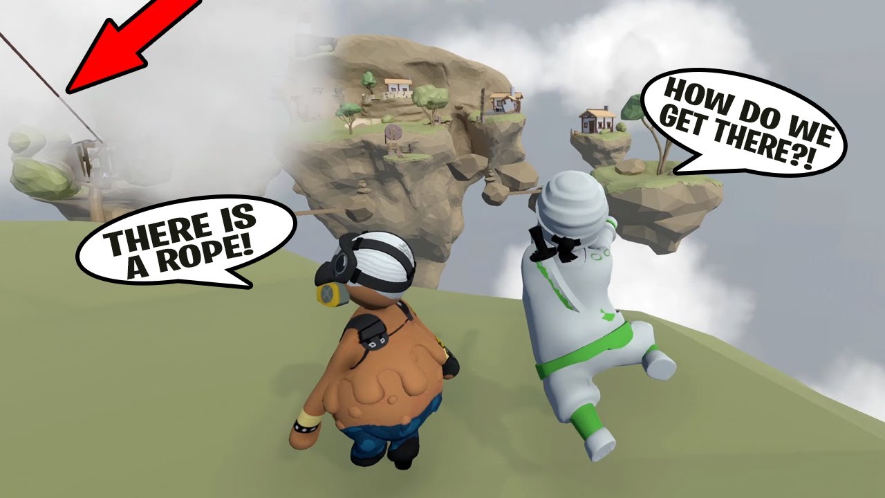 Гэндзи и Турбосвин застряли на небесных островах в Human Fall Flat