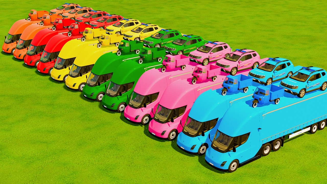 POLITIA Cars vs MINI Auto vs TESLA SEMI Truck In Fs22 | Farming Simulator 22