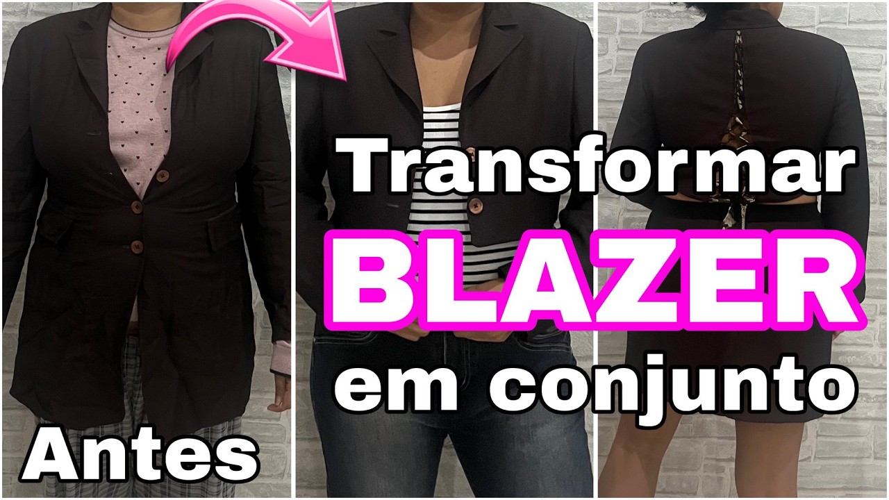 Como transformar blazer em conjunto / passo a passo / customizar blazer / transformar blazer em saia