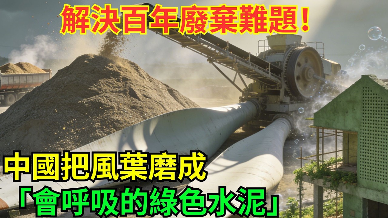 廢棄風電葉片堆成山，百年不爛？中國人把它磨成「綠色水泥」，蓋的房子會呼吸、還能吸碳！#科普#國際觀點#熱門#生態修複#沙漠