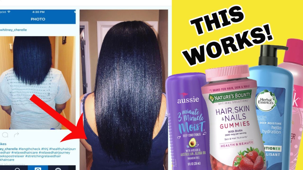 How this DRUGSTORE Hair Routine GREW her RELAXED hair PAST HER SHOULDERS| Hair Vitamins, ORS Relaxer