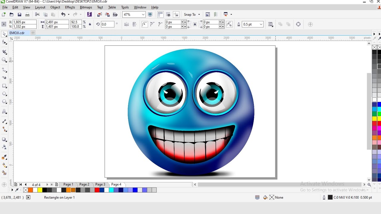 Coreldraw beginners tutorial, graphics design, 3D emoji graphics design, logo design