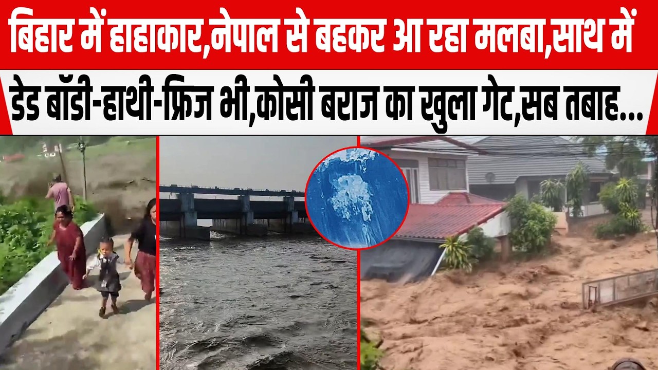Bihar Flood 2026:Nepal से बहकर आ रहा मलबा ,साथ में घर-हाथी-फ्रिज भी,कोसी बराज का खुला गेट,सब त/बाह..