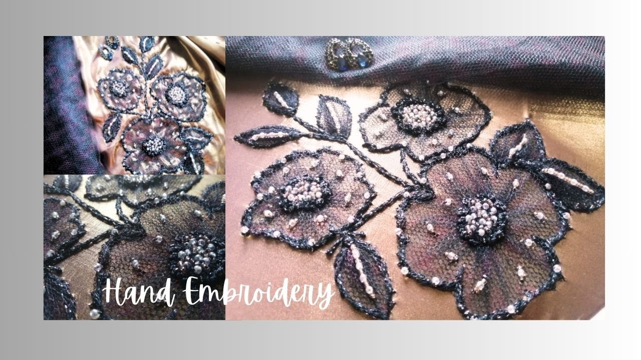 Easy and beautiful hand embroidery l Organza Fabric l Net Fabric embroidery #handmade #dress #diy