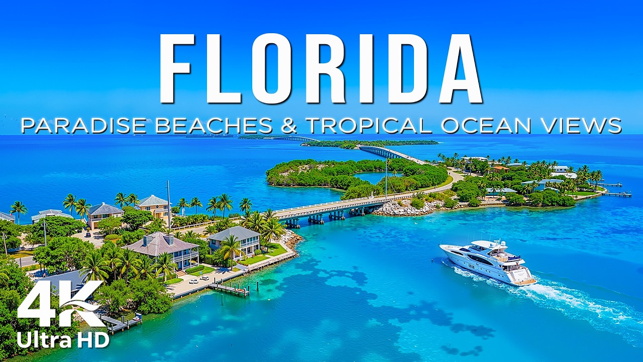 Florida 4K Drone Footage | Miami Beach, Scenic Coastline & Luxury Yachts, Emerald Blue Paradise