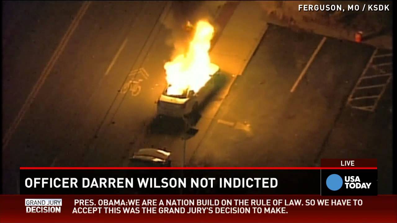 Police car set on fire after Ferguson decision
