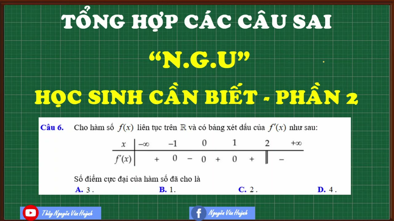Những câu hỏi dễ bị sai khi thi trắc nghiệm môn toán 12 phần 2|Thầy Nguyễn Văn Huỳnh