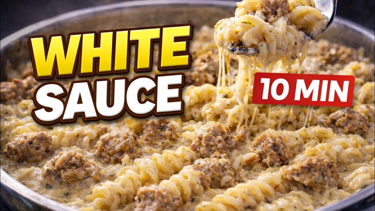White Sauce Chicken Pasta | Creamy & Easy in 15 Minutes | Chicken glazed in white sauce