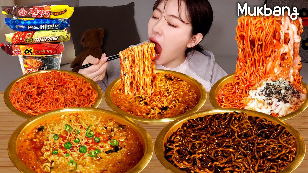 5 Популярных Ramen Типы в Корее!🔥Спицкая саманская булдакская лапша (Штрауберри шоколадный торт)