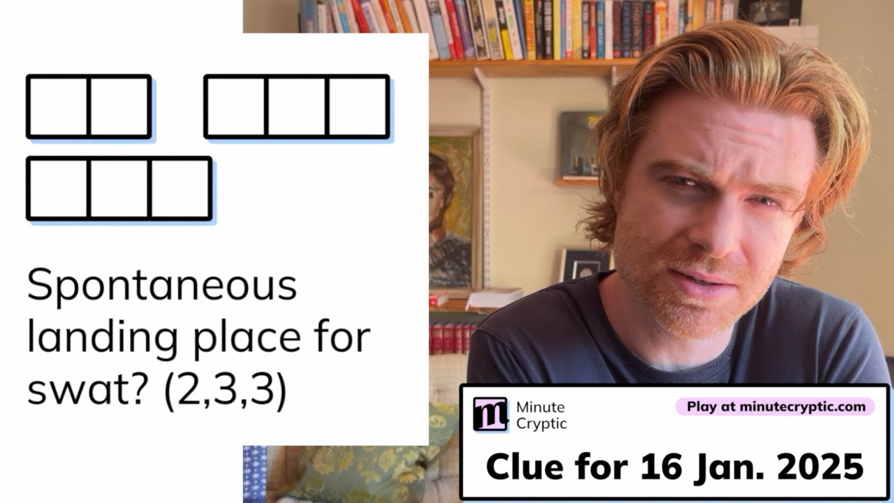 Minute Cryptic Clue #205 for 16 Jan 2025: Spontaneous landing place for swat? (2,3,3)