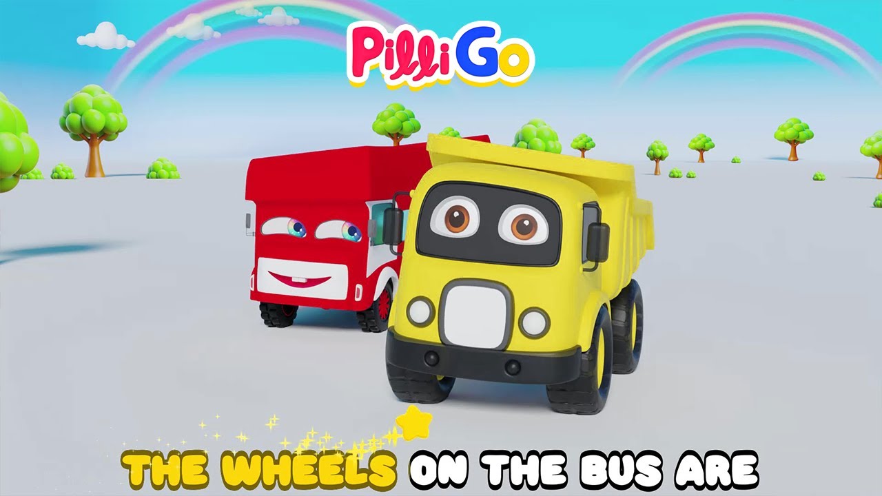 The Wheels on the Bus Kids Song | Color Version | Pilli Go | Nursery Rhymes and Kids Songs