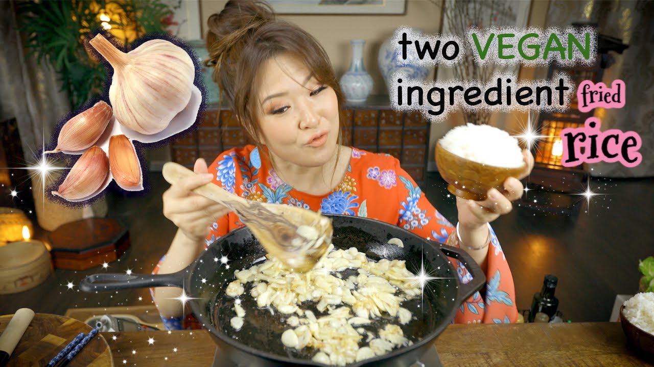 🧑🏻‍🍳 RECIPE MUKBANG • GARLIC FRIED RICE • vegan (비건 마늘볶음밥)